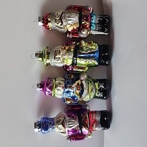 Set of 4, Handcrafted Glass Nutcracker, Christmas Ornaments.